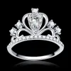 Juego de anillos de corona de princesa de boda con diamantes ovalados reales de lujo para mujer, banda de compromiso, oro blanco de 18 quilates, joyería de eternidad, tamaño de circonio 6 7 8 9