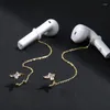 Kolczyki Dangle Women Cyrcon utwardzony motyl Kształt miedziany długi łańcuch kropli mankiet kolczyki bezprzewodowe słuchawki zagubione na słuchawki Airpods