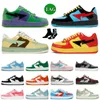 top quality 2023 bapestas running shoes men women designer low trainers casual black white unc camo pink green orange luxury loafers sneakers with socks