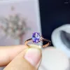 Cluster Rings Natural Tanzanite Ring For Engagement 5mm 7mm Silver Solid 925 Jewelry