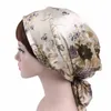 Towel Soft Women Satin Print Ribbon Bow Turban Cap Sleeping Shower Silk Long Hair Care Bonnet Headwrap Hat Accessories1