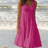 Casual Dresses Jocoo Jolee Women Causual O Neck Sleeveless Ruffles Mini Dress Boho Solid Beach Sundress Oversized Loose Dress Summer 230316