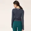 LL Rits Yoga Shirts Met Lange Mouwen Sport Sneldrogend Fit Running Duimgaten Elastische Top Vrouwen Workout Gym Kleding LL871