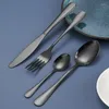 Dijkartikelen sets 24 stks gouden set roestvrijstalen tafelwerk mes vork lepel luxe bestek kerstcadeau doos flatware vaatwasser veilig