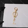 Luxury Letter Key Rings Men Women Bag Charm Keychains Car Key Diamond Pendants Keychain Jewelry Wholesale