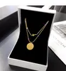 Chains Colorful L Cross Round Letter Pendant Double Clavicle Chain Gold Color Choker Necklace For Women Girlfriend Party Jewelry Gift