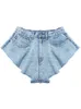 Shorts femininos Deat 2023 Summer Moda Moda Mesh Roupas de jeans azul claro Bolsos lavados de zíperes Bottoms femininos WL38605L 230317