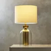 Tischlampen Nordic Art Deco Glas Basis Stoff Lampenschirm Lampe für El Schlafzimmer Wohnzimmer Designer Villa Nachttisch LED-Leuchte