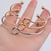 Bangle Heart Knot Stainless Steel Open Cuff Wrist Bangles 2mm Thickness DIY Initial Letter Banglle 10 Piece/lot