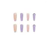 Uñas postizas 24 unids/caja Presione sobre la cubierta completa artificial desmontable Púrpura Long Coffin Ballerina Nail Tips Wearable Fake