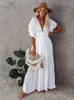 Casual Dresses Sexy Bikini Cover-ups Long White Tunic Casual Summer Beach Dress Elegant Women Clothes Beach Wear Swim Suit Cover Up Q1208 W0315