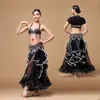 Vêtements de scène 2023 vêtements de danse du ventre jupes longues femmes professionnelles jupe de danse en mousseline de soie Performance