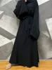 Vêtements ethniques Mode musulmane Dubaï Abaya Longues Robes Hijab avec ceinture Islam Abayas Africain pour femmes Kaftan Robe Musulmane 230317