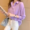 Kvinnors blusar skjortor Spring Autumn Long Sleeve Women Shirts White Loose Blouses Women Tops Bf Korean Style Elegant Blusas Black Yellow Purple 230317