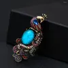 Brooches TULX Rhinestone Peacock For Women Vintage Bird Animal Brooch Pins Coat Accessories High Quality