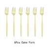 Dijkartikelen Sets 6 stks/Set Black Gold Forks Set snack vork vork bestrooien roestvrijstalen tafelwerk dessert fruit zilverwerk