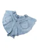 Shorts femininos Deat 2023 Summer Moda Moda Mesh Roupas de jeans azul claro Bolsos lavados de zíperes Bottoms femininos WL38605L 230317