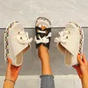 Slippers 2023 Summer Women's Sandals Cloth Open Toe Tee High Heel Wedge Platform Massion Fashion Straw Casual