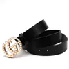 Belts Belt women's fashion double g inlaid pearl smooth buckle trouser new couple's belt straight