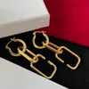 2023-Delicate Letter Pendant Studs Designer Gold Rectangle Danglers Women Long Golden Eardrops Earrings With Box Birthday Gift