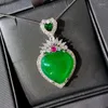 Catene Collana in argento S925 di alta qualità con pendente a cuore verde adatto per regali di coppia