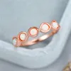 Bröllopsringar Dainty White Stone Ring Vintage Female Round Opal Cross for Women Elegant Rose Gold Color Engagement Promise