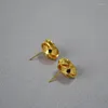 Stud Earrings Raylove Twist Lace Brass Gold-Plated Winding Yarn Ball Modeling 925 Silver