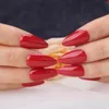 Faux Ongles Gel Brillant Gouttelettes D'eau Brillant Mariage Rouge Stiletto UV Amande Faux 28pcs Ensemble Complet