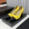 2023 designer Bright colored pointed high heel sandals womens luxury Patent Leather elegance shallow mouth Dress sandal ladys Sexy fashion Spliced Thick heel shoes