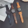 Relojes de pulsera deportivos para hombre, relojes de esfera grande, correa de cuero, reloj de pulsera de cuarzo de gran tamaño, reloj militar militar para Fitness, relojes Masculinos