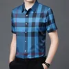 Herenjurken shirts shirts korte mouw man designer shirt zomers plaid luxe zijden shirt