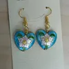 Pendientes con dije de corazón de amor de flor de esmalte Cloisonne personalizado, joyería étnica al por mayor, gota para el oído artesanal tradicional de China, accesorios para mujer, 10 par/lote