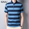 Męska marka Polos Gaaj w paski Polo Men 95% bawełniany biznes Poloshirt Summer Casual Shirt Classic Fit Tops Fashion Social Tee 230317