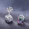 Stud Earrings Karachi European And American Black Seven-color Single Diamond Female Quick Sale WISH Amazon