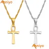 Pendant Necklaces Anniyo Small Cross Ankh Necklace Woman Girls Gold Color/Sier Color African Charm Jewelry Egypt Nile Key Chain Drop Dh6M7