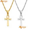 Collane con ciondolo Anniyo Piccola croce Collana Ankh Donna Ragazze Colore oro / Colore argento Gioielli con ciondoli africani Egitto Nilo Portachiavi Goccia Dh6M7