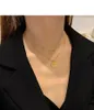 Chains Colorful L Cross Round Letter Pendant Double Clavicle Chain Gold Color Choker Necklace For Women Girlfriend Party Jewelry Gift