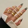 Band Rings Fashion Jewelry Rings Set Gold Color Hollow Round Opening Women Finger Ring for Girl Lady Party Wedding Gifts G230317