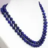 Łańcuchy motyki Naturalne egipskie niebieskie lapis lazuli kamienne koraliki 8 10 12 mm mody elegancki długi łańcuch biżuteria 36 cala B1484