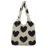 Sacs de soirée Art Design Sac en peluche Femmes 2023 Kawaii Love Heart Imprimer Soft Fausse Fourrure Épaule pour dames Main Shopper Fourre-tout