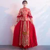 Abbigliamento etnico di lusso antico ricamo rosso reale abito da sposa sposa cinese Qipao donne tradizionali orientali Qi Pao