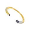 Bracciale rigido per donna Pietre naturali blu a forma di C Braccialetti all'ingrosso color oro Gioielli classici Coppia di diamanti Donna femminile