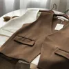 Serbatoi da donna 2023 Abito primaverile Gilet da donna con scollo a V Wastcoat da donna Maglione senza maniche allentato Blazer casual Indietro dietro Forcella aperta Weskit