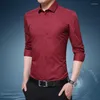 Heren-jurk shirts van hoge kwaliteit heren formeel met lange mouwen shirt 2023 vier seizoenen zakelijke casual dunne solide kleur top mannelijke mode