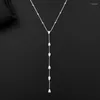 Pendant Necklaces Fashion Austrial Crystal Sexy Long Tessel Pendants Necklace For Women Elegant Diamond Neck Chain Zk40