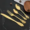 Conjuntos de utensílios de jantar 24pcs Conjunto de talheres de luxo TableWare 304 Starefless Stee Gold Silfray Fork Spoon Falhete de talheres atacado por atacado