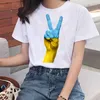 女性のTシャツウクライナ人女性用Tシャツ夏のプレミアム半袖旗クラシックウクライナギフトガールハラジュクラブトップス