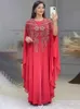 Etniska kläder Abayas för kvinnor Dubai Luxury Chiffon Boubou Muslim Fashion Dress Caftan Marocain Wedding Party Eccesions Djellaba Femme 230317