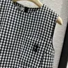 23SS Women's Designer Dress Crew Neck Shirts Dresses With Letter Pattern Girls Milan Runway Tank Top A-Line Mini Sleeveless High End Plaid Camisole Vest Tee T Shirt