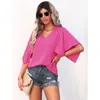 Women's T Shirts Female Solid All-matching T-shirt Sweet Batwing Sleeve Blouse Tops Sexy V Neck Shirt Women's Summer